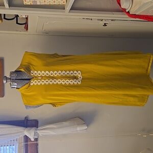 Spartina 449 Retro Style Mustard Yellow Gold Zipper Sleeveless Stretch Dress XXL